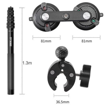 Soporte de ventosa de dos STARTRC - patas y tres patas para auto con palo de selfie (negro) — imagen 3