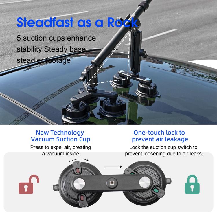Soporte de ventosa de dos STARTRC - patas y tres patas para auto con palo de selfie (negro) — imagen 8