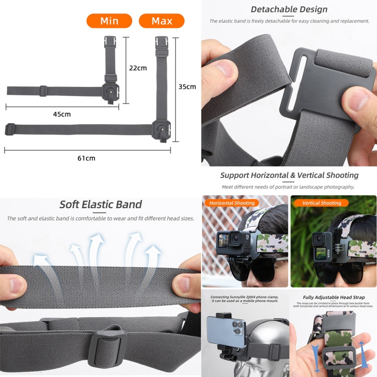 Correa Sunnylife TD672 para la cabeza ajustable Vlog POV Cinturón de montaje para GoPro, Insta360, y otras cámaras de acción…