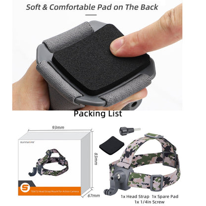 Correa Sunnylife TD672 para la cabeza ajustable Vlog POV Cinturón de montaje para GoPro, Insta360, y otras cámaras de acción…