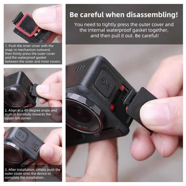 Tapa lateral del puerto de datos para DJI Osmo Action 5 (negra) — imagen 5