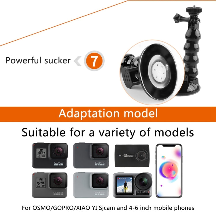 Soporte de abrazadera flexible con mordazas de ventosa para GoPro Hero11 Black / HERO10 Black /9 Black / HERO8 Black /7/6/5/…