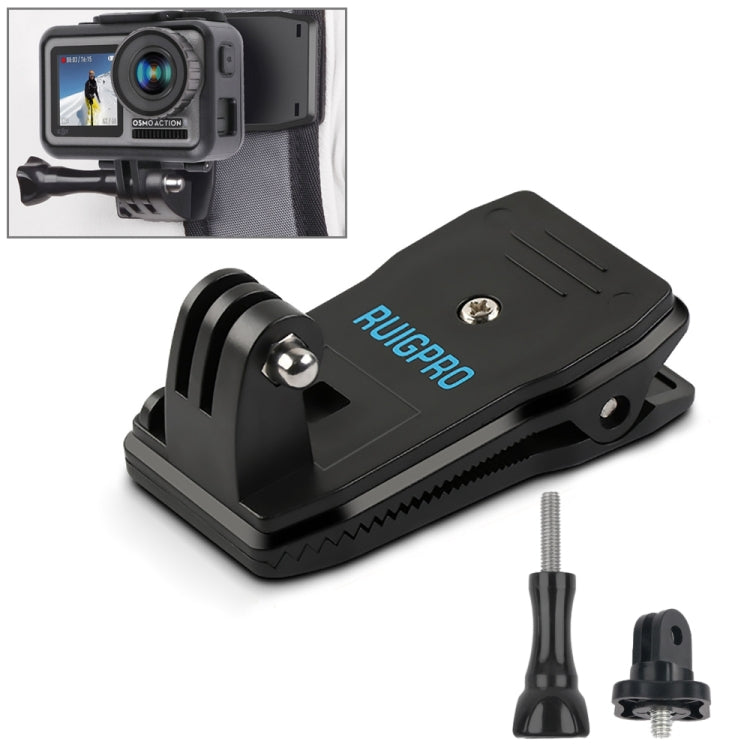 Mochila RUIGPRO 360 grados de rotación Rec-Mounts Clip Abrazadera de montaje con tornillo para GoPro HERO9 Black / HERO8 Bla…