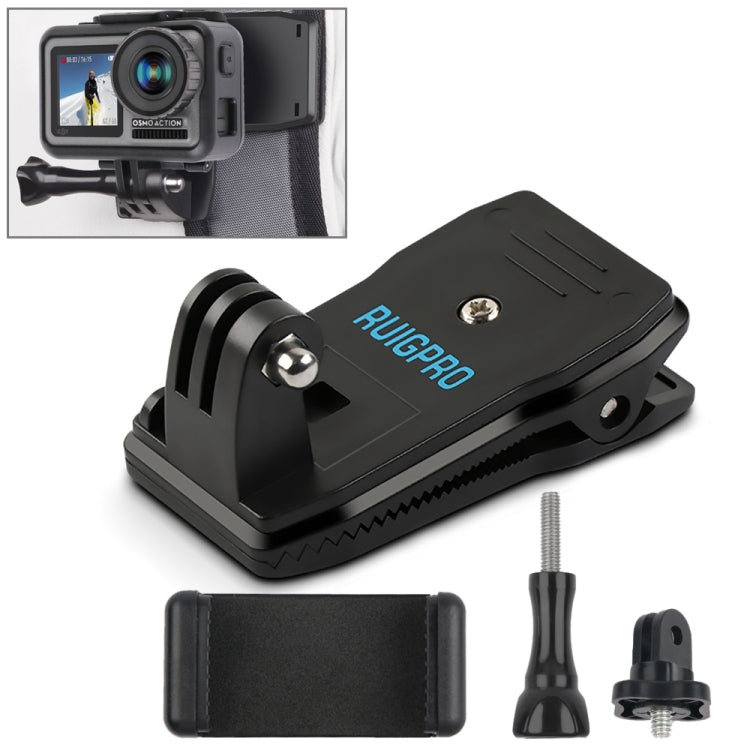Mochila RUIGPRO 360 grados de rotación Rec-Mounts Clip Abrazadera de montaje + Abrazadera de teléfono para GoPro HERO9 Black…
