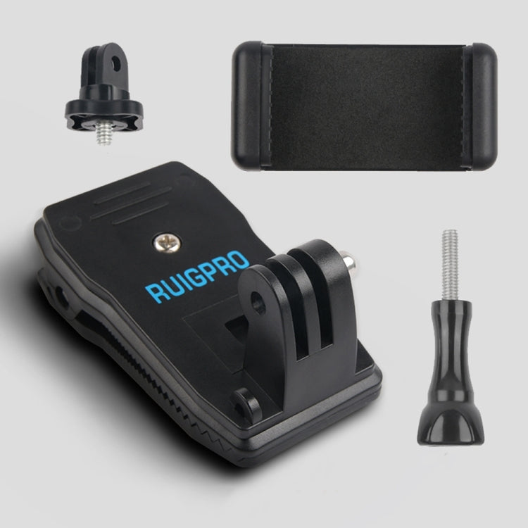 Mochila RUIGPRO 360 grados de rotación Rec-Mounts Clip Abrazadera de montaje + Abrazadera de teléfono para GoPro HERO9 Black…