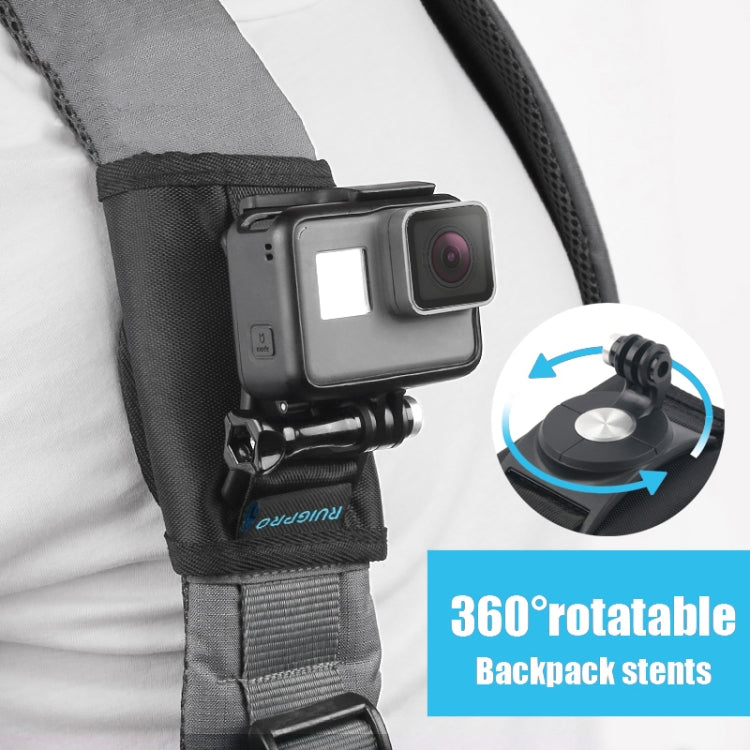 Mochila RUIGPRO Hook and Loop Fastener Rec-Mounts Soporte de abrazadera de clip con tornillo para GoPro HERO9 Black / HERO8……