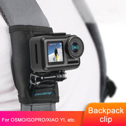 Mochila RUIGPRO Hook and Loop Fastener Rec-Mounts Soporte de abrazadera de clip con tornillo para GoPro HERO9 Black / HERO8……