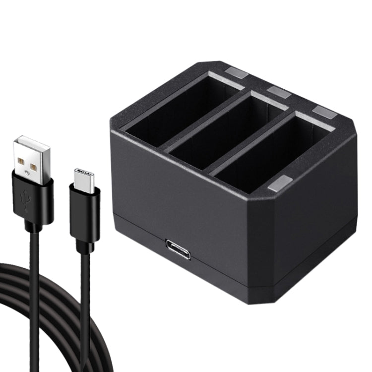Baterías Cargador de triples USB con luz indicadora LED para DJI Osmo Action (negro)