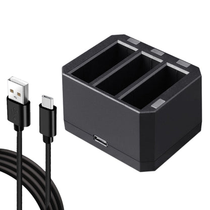 Baterías Cargador de triples USB con luz indicadora LED para DJI Osmo Action (negro)