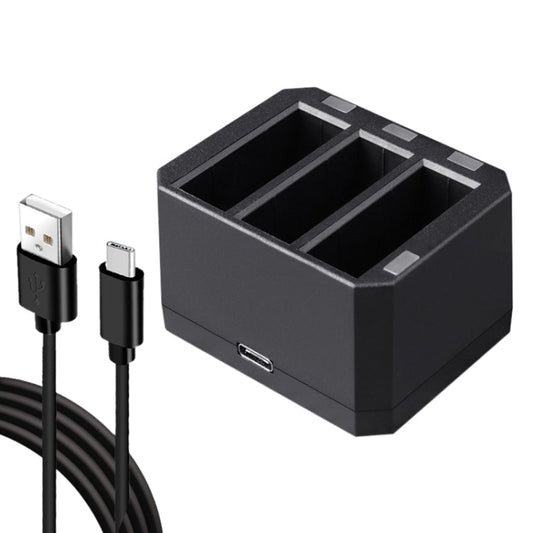 Baterías Cargador de triples USB con luz indicadora LED para DJI Osmo Action (negro)