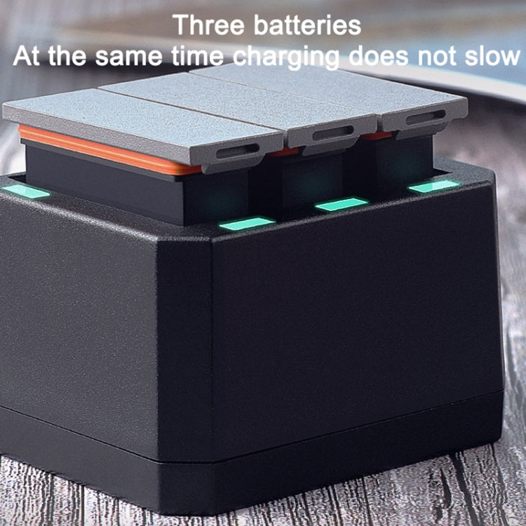 Baterías Cargador de triples USB con luz indicadora LED para DJI Osmo Action (negro) — imagen 3