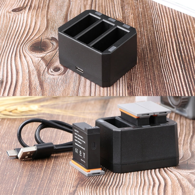 Baterías Cargador de triples USB con luz indicadora LED para DJI Osmo Action (negro) — imagen 9