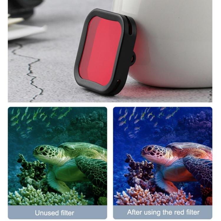 Carcasa Filtro de lente de color de buceo para DJI Osmo Action (rojo) — imagen 3