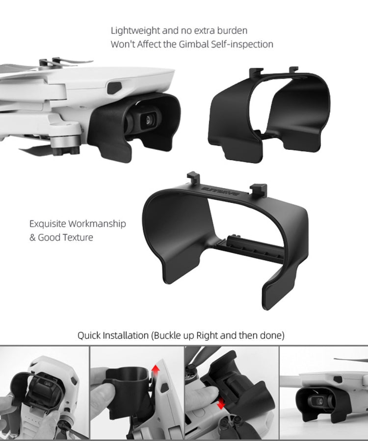 Lente de cámara Sunnylife MM-Q9264 Parasol para Parasol antideslumbrante para DJI Mavic Mini (Negro) — imagen 8