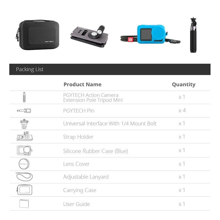 Trípode PGYTECH P-11B-027 Mochila Clip Bolsa de almacenamiento Kit de viaje para DJI Osmo Action — imagen 4