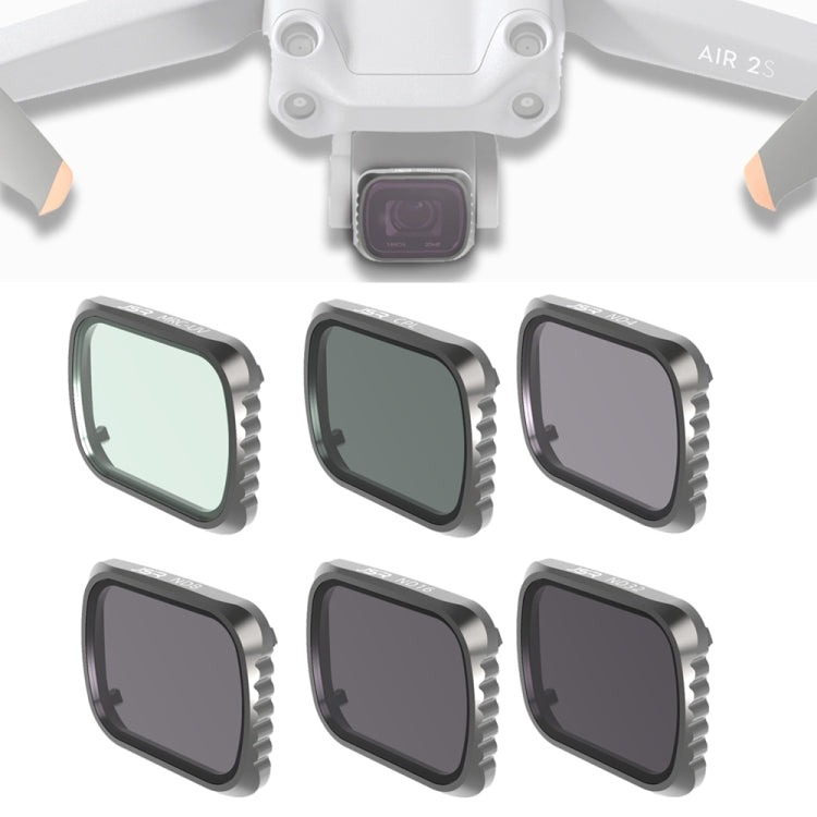 Filtro de lente JSR KS 6 en 1 UV + CPL + ND4 + ND8 + ND16 + ND32, marco de aluminio para DJI Air 2S