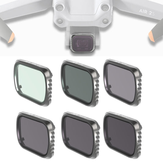 Filtro de lente JSR KS 6 en 1 UV + CPL + ND4 + ND8 + ND16 + ND32, marco de aluminio para DJI Air 2S