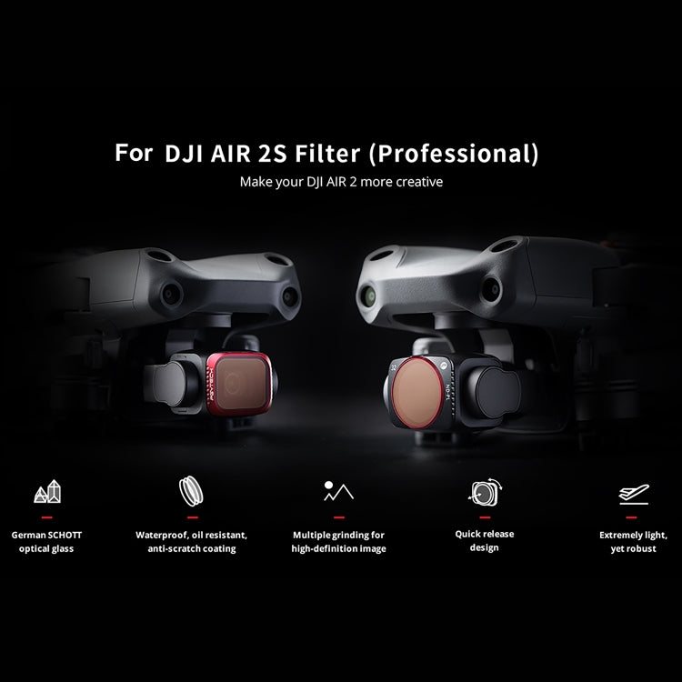 Kits de filtro de lentes Pgytech P-16B-063 4 en 1 NDPL8 + NDPL16 + NDPL32 + NDPL64 para DJI Air 2S — imagen 3