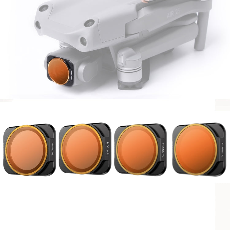 Filtro de lente Sunnylife A2S-FI9346 4 en 1 ND8PL ++ ND16PL + ND32PL + ND64PL para DJI Air 2S