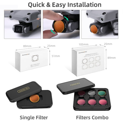 Filtro de lente Sunnylife A2S-FI9348 4 en 1 McUV + CPL + ND4 + ND8 para DJI Air 2S — imagen 9
