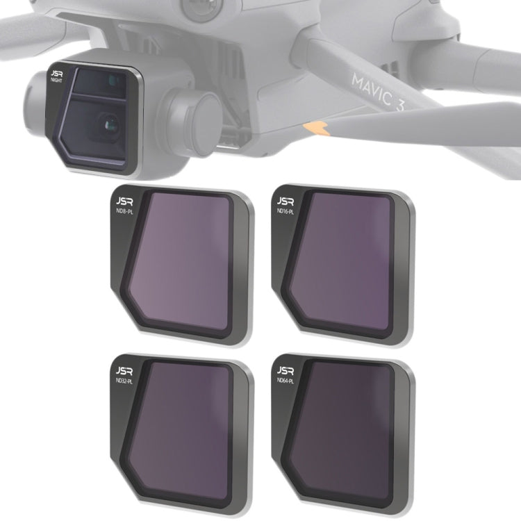 FILTRO DE LA JSR Dron 4 IN 1 ND8PL + ND16PL + ND32PL + LENIDA DE LA LENTE para DJI Mavic 3