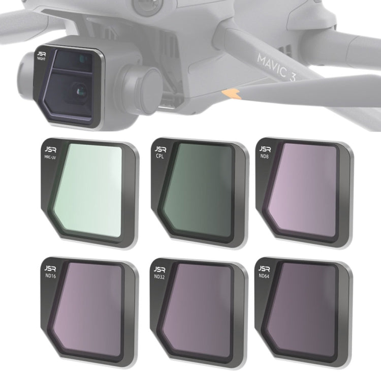 Filtro de lente JSR Dron 6 en 1 McUV + CPL + ND8 + ND16 + ND32 + ND64 para DJI Mavic 3