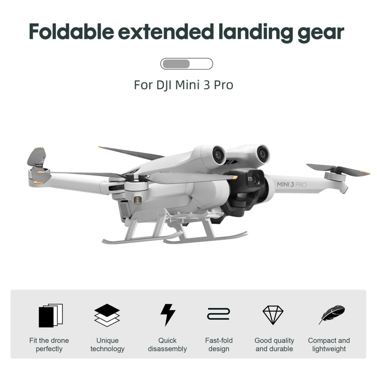 StarTrc plegable anti-caza Anti-Dirt aumentada Ratch de entrenamiento de aterrizaje para DJI Mini 3 Pro (Gray) — imagen 3
