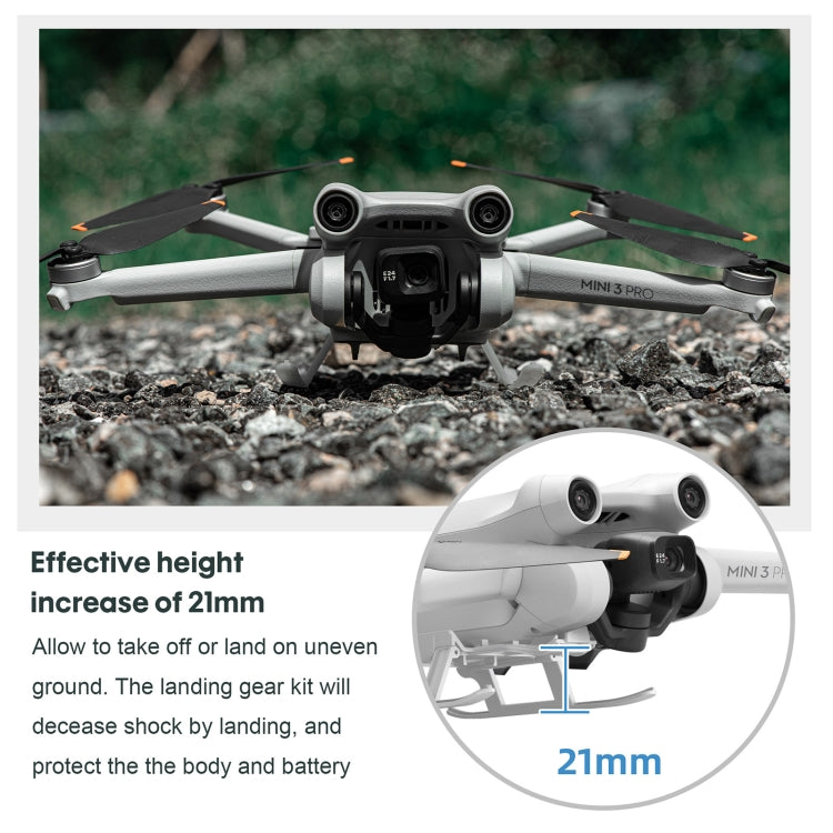 StarTrc plegable anti-caza Anti-Dirt aumentada Ratch de entrenamiento de aterrizaje para DJI Mini 3 Pro (Gray) — imagen 4