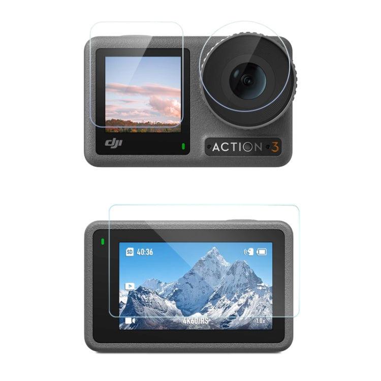 Lente 3 en 1 Película de pantalla delantera y trasera para DJI Osmo Action 3