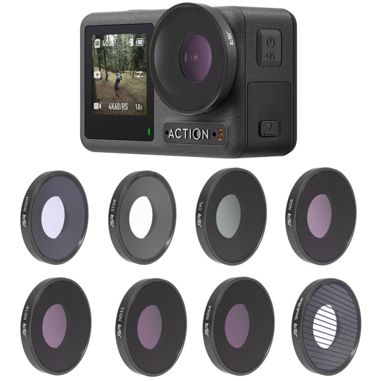 Filtro de lente JSR 8 en 1 Streak Blue CPL ND8 ND16 ND32 ND64 STAR NIGHT para DJI Osmo Action 3