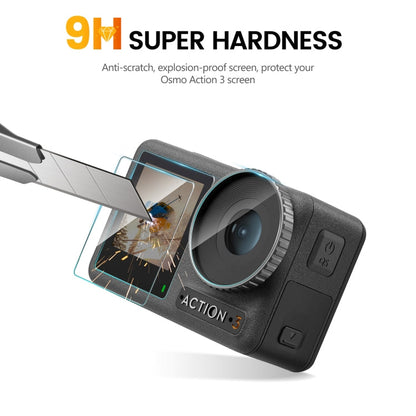 Lente 2pcs STARTRC 3-en-1 Película de vidrio templado para pantalla frontal y trasera para DJI Osmo Action 3 — imagen 4