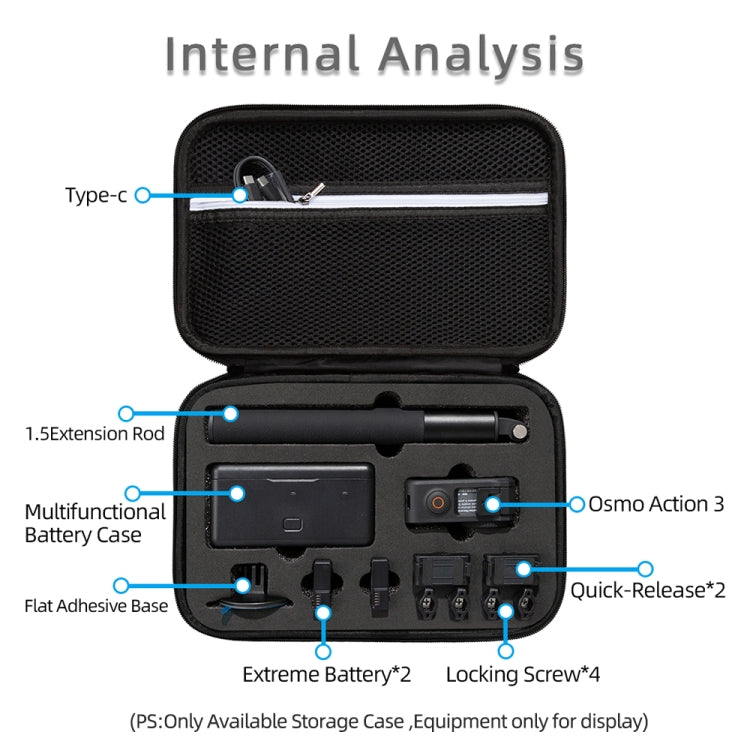 Estuche de transporte, tamaño: 21,5 x 29,5 x 10 cm para DJI Osmo Action 3 (negro) — imagen 6