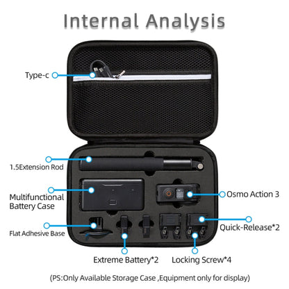 Estuche de transporte, tamaño: 21,5 x 29,5 x 10 cm para DJI Osmo Action 3 (negro) — imagen 6