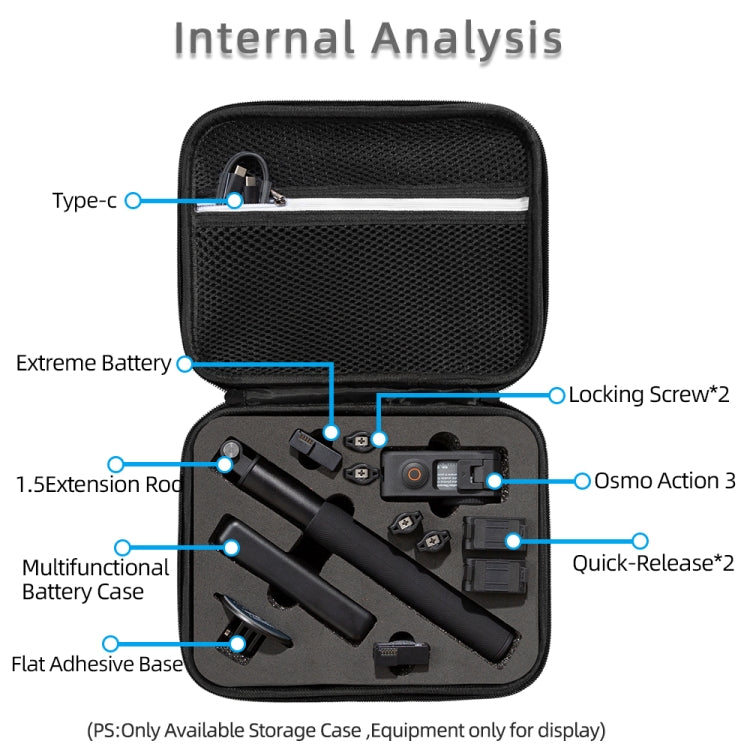 Estuche de transporte, tamaño: 24 x 19 x 9 cm para DJI Osmo Action 3 (negro) — imagen 5