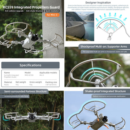Hélice Sunnylife Dron Protector Anillo anticolisión para DJI Mini 3 (Gris) — imagen 3