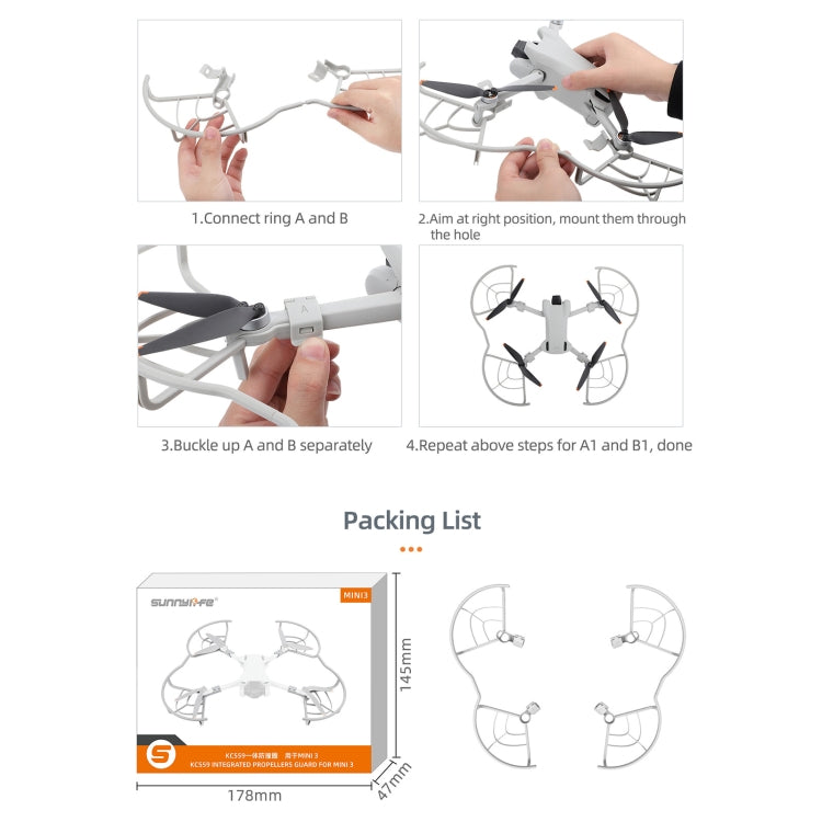 Hélice Sunnylife Dron Protector Anillo anticolisión para DJI Mini 3 (Gris) — imagen 8