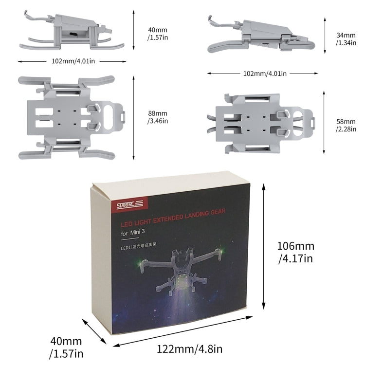 Soporte de entrenamiento de tren STARTRC Luz LED Plegable Anti-caída de aterrizaje elevado para DJI Mini 3 (gris) — imagen 8