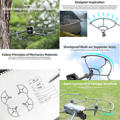 Hélice Sunnylife KC680 Dron Protector Anillo anticolisión para DJI Air 3 (Gris) — imagen 3