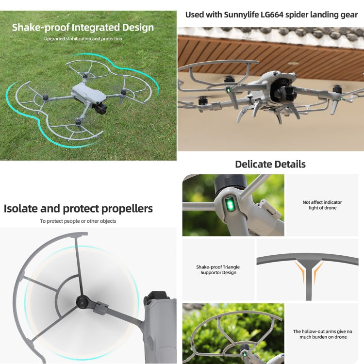 Hélice Sunnylife KC680 Dron Protector Anillo anticolisión para DJI Air 3 (Gris) — imagen 4