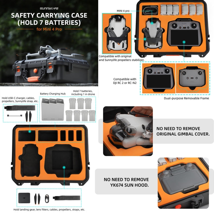 Estuche de transporte de seguridad Sunnylife Estuche de viaje rígido impermeable a prueba de golpes para DJI Mini 4 Pro (neg…