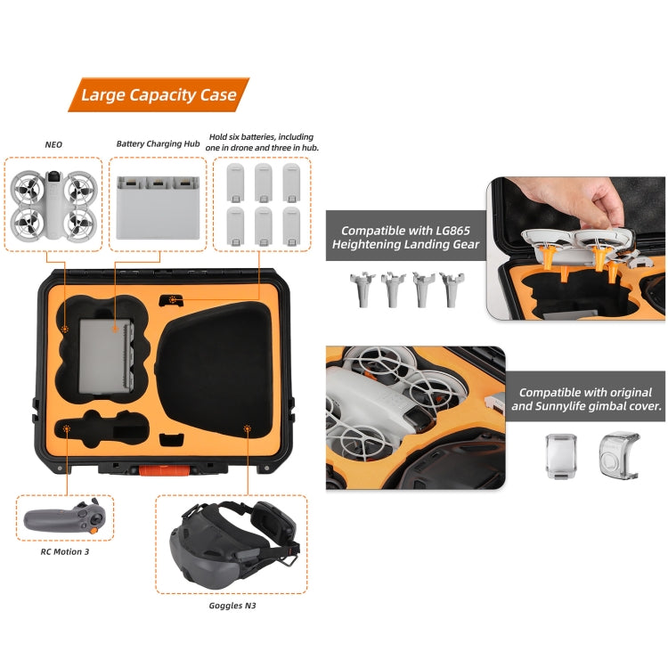 Estuche de seguridad, de gran capacidad, resistente al agua y a los golpes, rígido, para viajes para DJI Neo (negro) — image…
