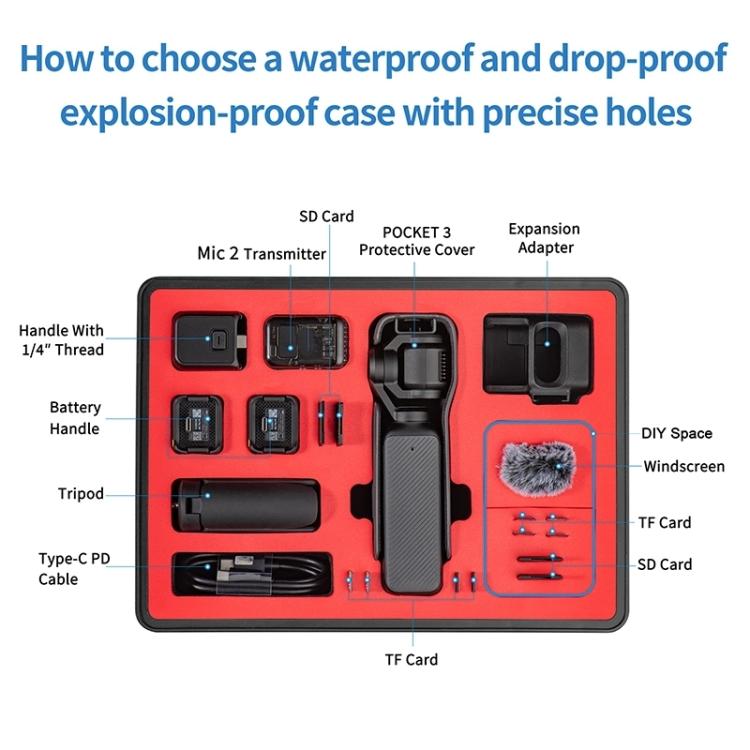 Estuche STARTRC Caja de almacenamiento de con kit completo de PP impermeable para DJI Osmo Pocket 3 (negro) — imagen 8