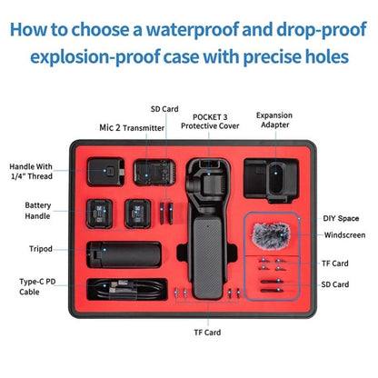 Estuche STARTRC Caja de almacenamiento de con kit completo de PP impermeable para DJI Osmo Pocket 3 (negro) — imagen 8