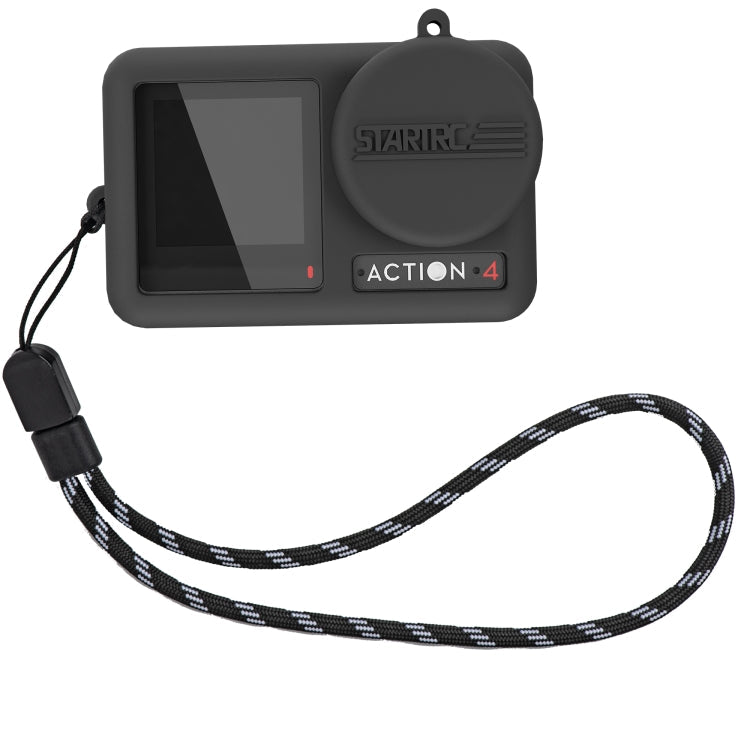 Funda de silicona 3 STARTRC a prueba de golpes con tapa de lente y correa para DJI Osmo Action 4 (negro)