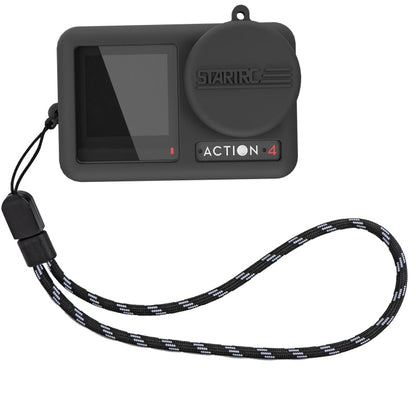 Funda de silicona 3 STARTRC a prueba de golpes con tapa de lente y correa para DJI Osmo Action 4 (negro)