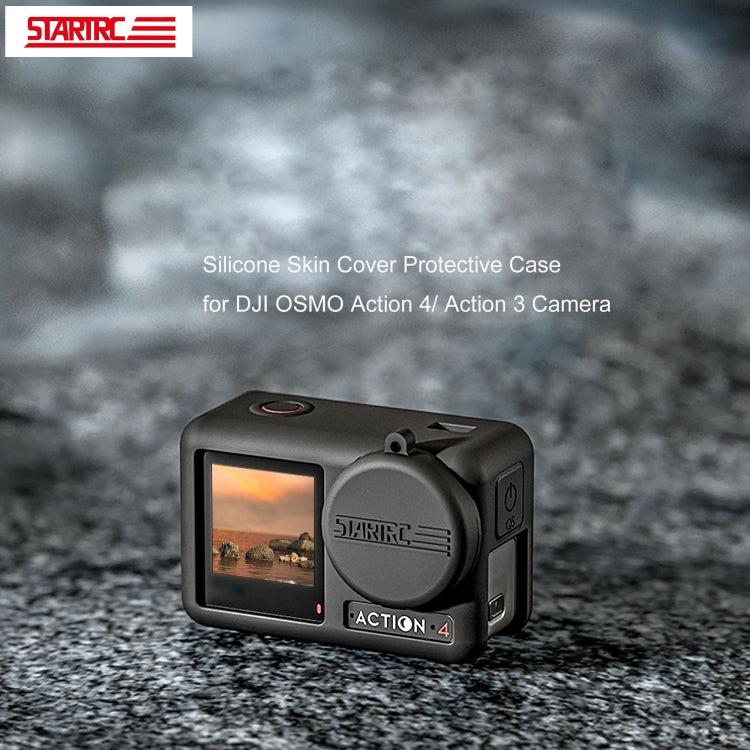 Funda de silicona 3 STARTRC a prueba de golpes con tapa de lente y correa para DJI Osmo Action 4 (negro) — imagen 5