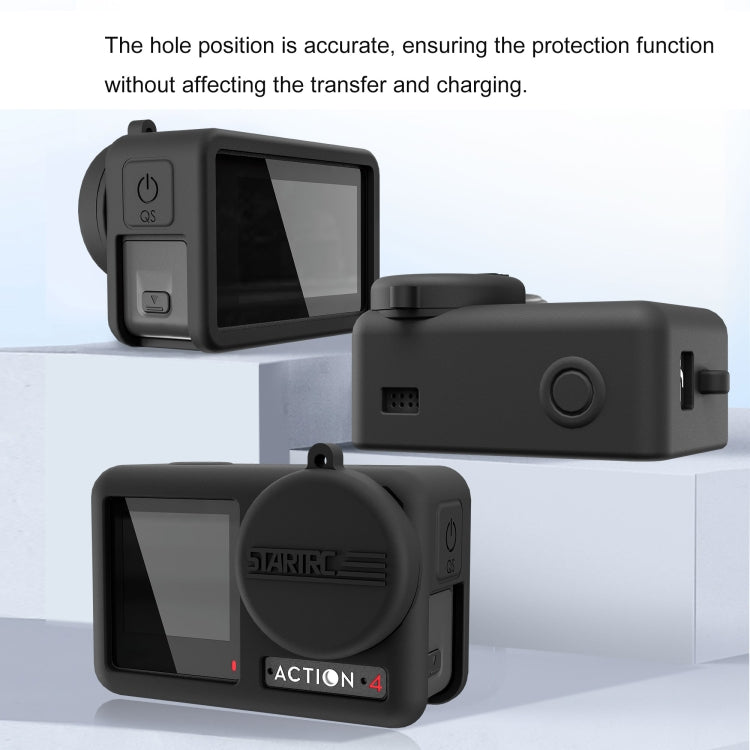 Funda de silicona 3 STARTRC a prueba de golpes con tapa de lente y correa para DJI Osmo Action 4 (negro) — imagen 7