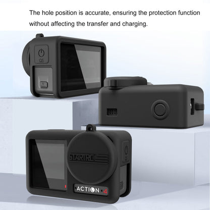 Funda de silicona 3 STARTRC a prueba de golpes con tapa de lente y correa para DJI Osmo Action 4 (negro) — imagen 7