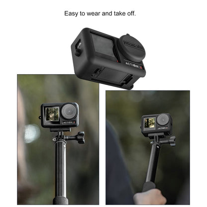 Funda de silicona 3 STARTRC a prueba de golpes con tapa de lente y correa para DJI Osmo Action 4 (negro) — imagen 8
