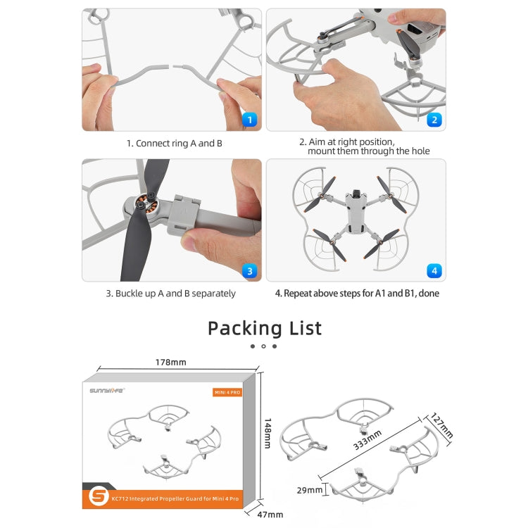 Hélice Sunnylife N4P-KC712 Dron Protector Anillo anticolisión para DJI Mini 4 Pro (Gris) — imagen 9